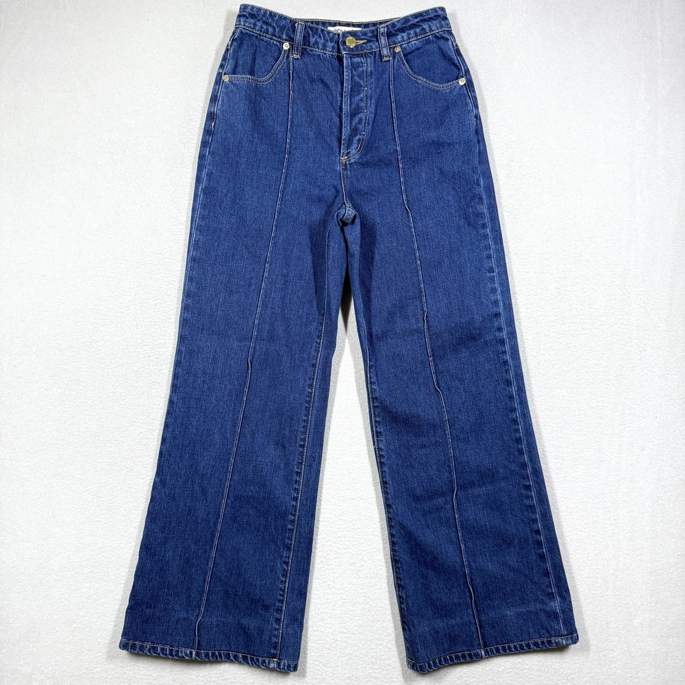 Rollas Jeans Women 26 Sailor Scoop High Rise Wide Leg Button Fly Dark Wash Denim